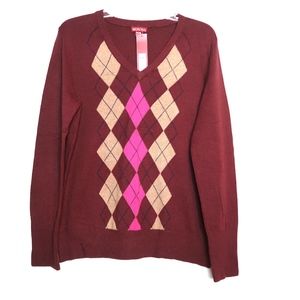 NWT Merona Knit Argyle Sweater Wm XXL